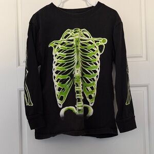 Spooky Black Skeleton Long Sleeve Tee